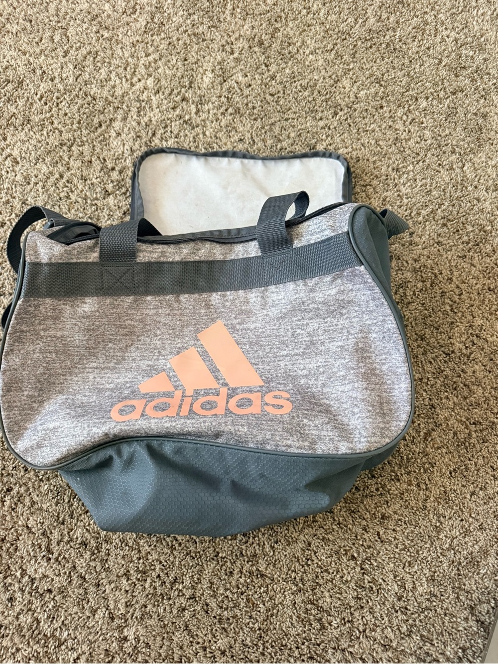 adidas Kids Heather Gray Tote with Pink Logo